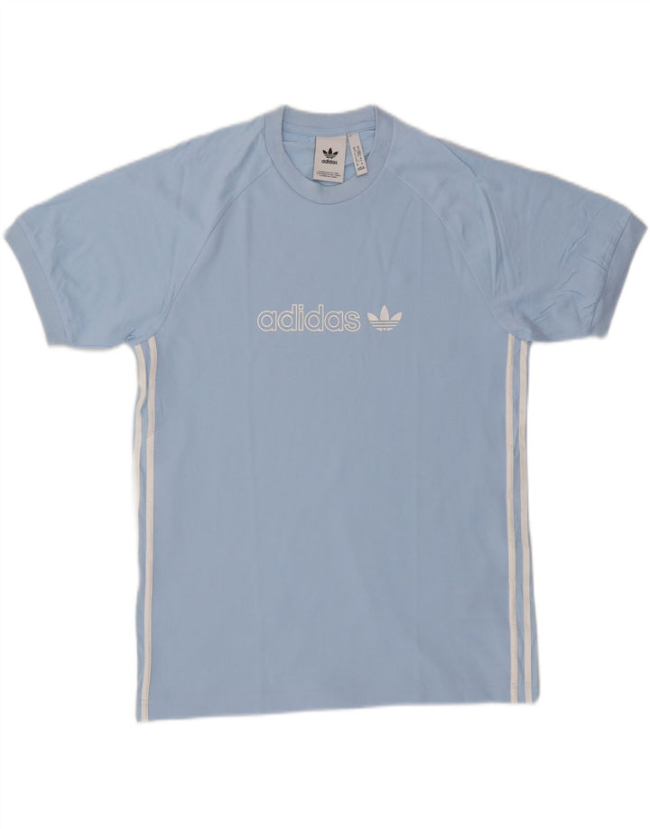 ADIDAS Herren Grafik-T-Shirt-Oberteil aus mittelblauer Baumwolle