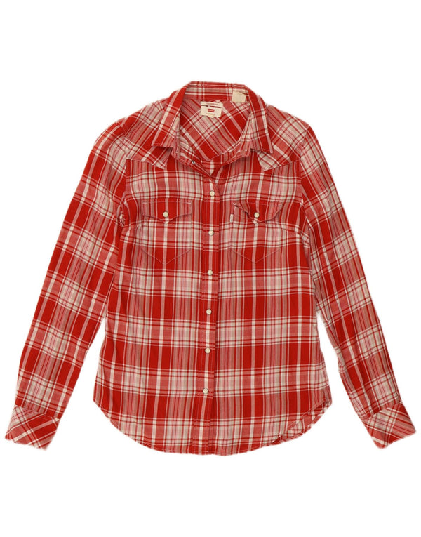 Levi's Damen Western Tailored Fit Flanellhemd UK 4 XS rot karierte Baumwolle