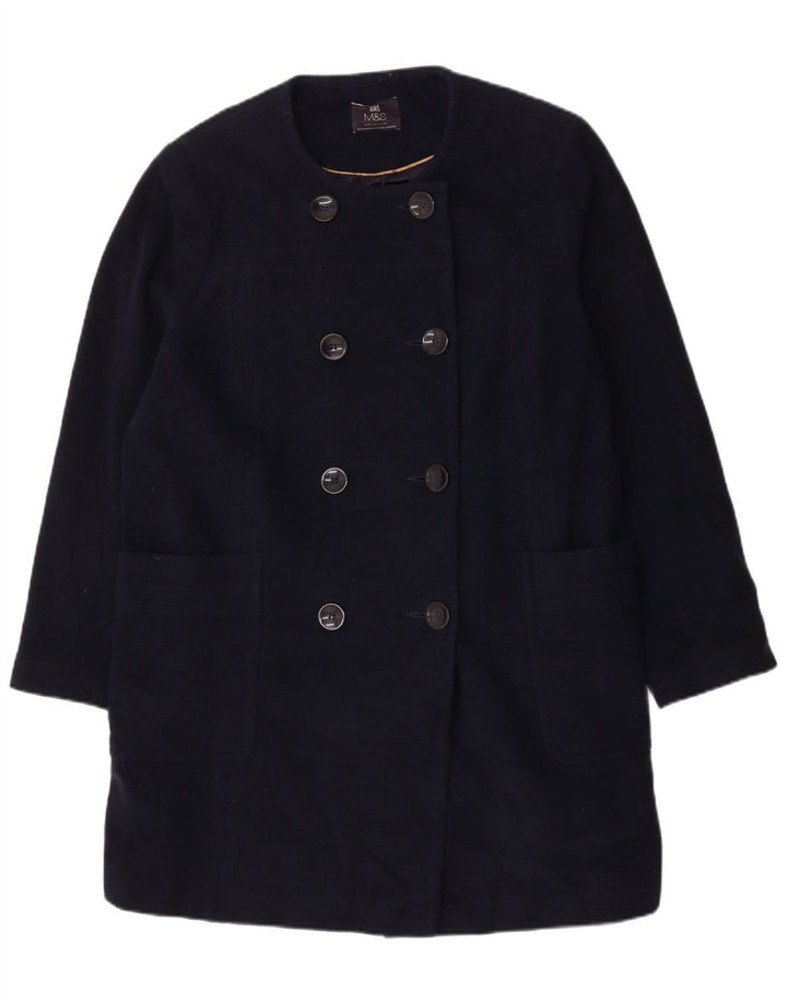 Marks & Spencer Damen Doppelreihiger Mantel UK 22 3XL Marineblaue Woll