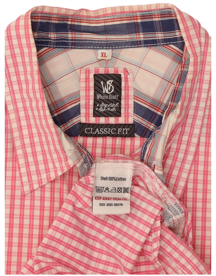 White Stuff Herren-Hemd mit klassischer Passform, XL, rosa kariert, Baumwolle