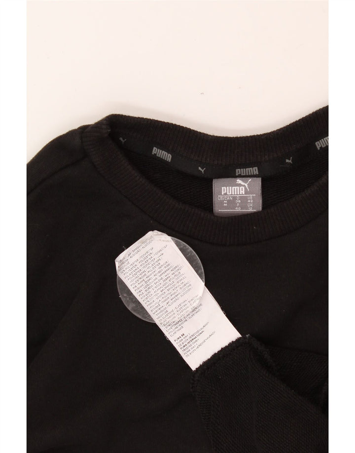 PUMA Womens Graphic Sweatshirt Jumper UK 12 Medium Black Cotton Vintage Puma and Second-Hand Puma from Messina Hembry 
