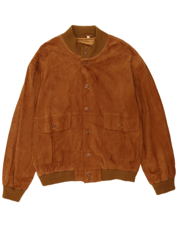 Vintage Herren Wildleder Bomberjacke IT 60 5XL Braunes Leder