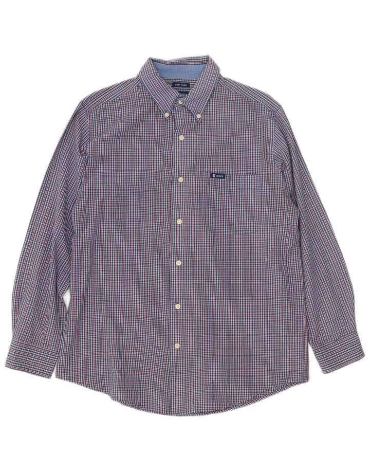 Chaps Herrenhemd aus mittelblauer Gingham-Baumwolle