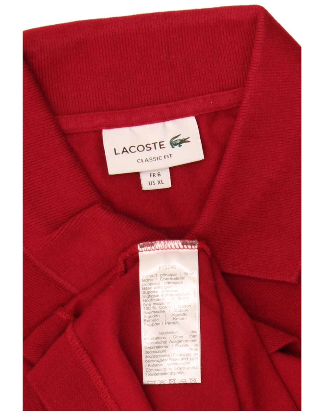 Lacoste Herren-Poloshirt mit klassischer Passform, Größe 6 XL, rote Baumwolle