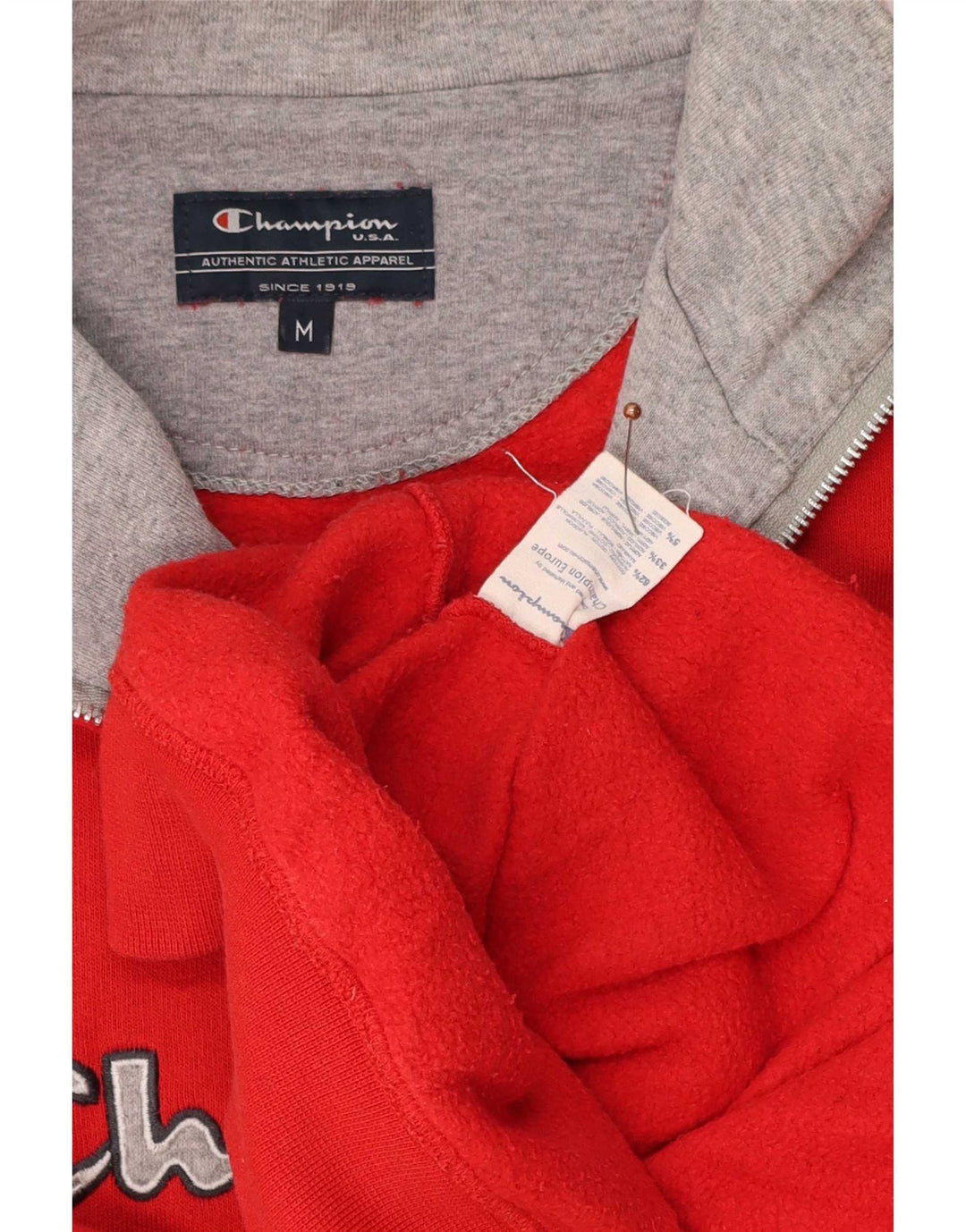 Champion Herren-Sweatshirt in Übergröße mit grafischem Reißverschluss, Mittelrot