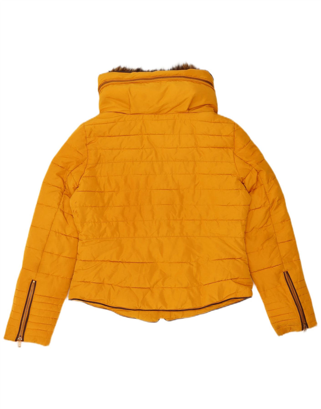 Zara Damen-Jacke mit Kapuze, gepolstert, Größe 46, Gelb