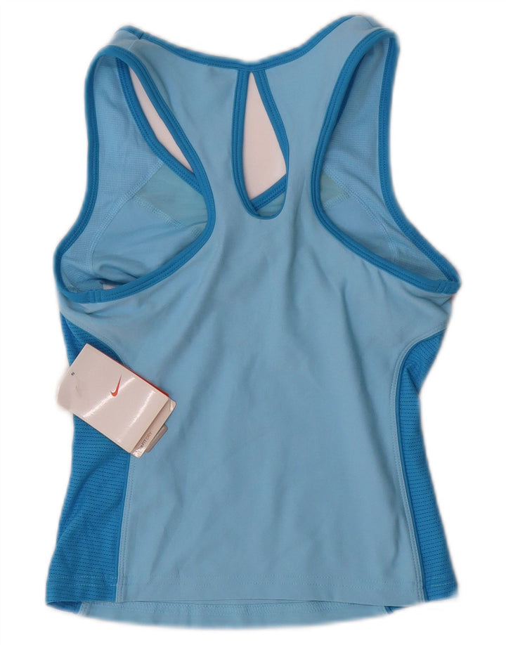 NIKE Damen Crop Vest Top UK 4 XS Blaues Polyester