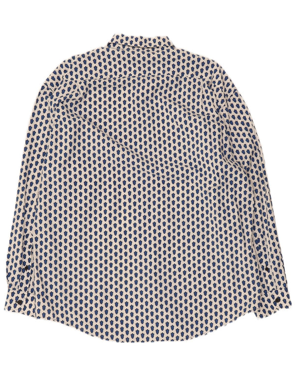 Souleiado Damen-Hemd mit abstraktem Muster, übergroß, US 4, Größe S, Weiß