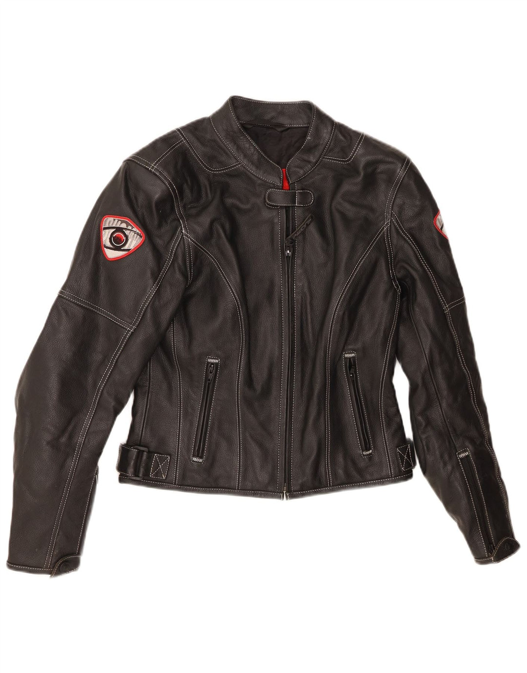 Suomy Damen Moto Racer Lederjacke UK 12 Mittelschwarzes Leder