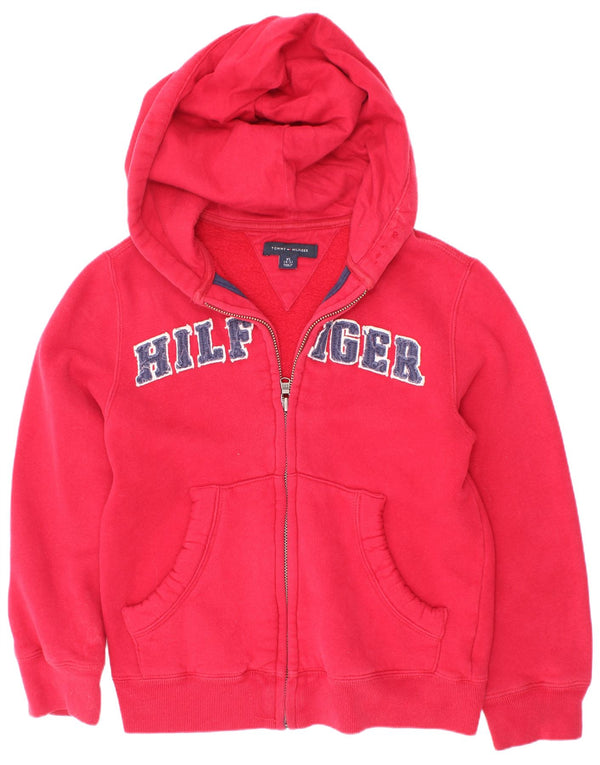 Tommy Hilfiger Jungen-Kapuzenpullover mit grafischem Reißverschluss, 4–5 Jahre, XS, rote Baumwolle