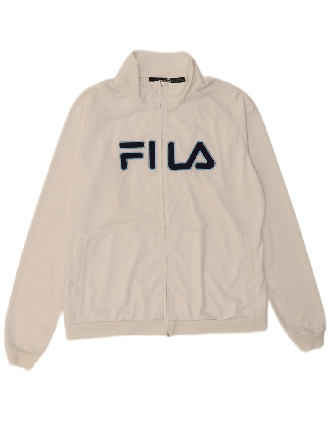 Fila Damen Grafik-Trainingsanzug-Top-Jacke UK 16 Large Weiß