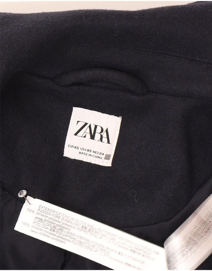 Zara Damen Crop Bomberjacke UK 6 XS Marineblau Polyester