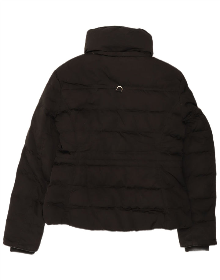 ZARA Damen Wattierte Jacke UK 14 Medium Schwarz Polyester