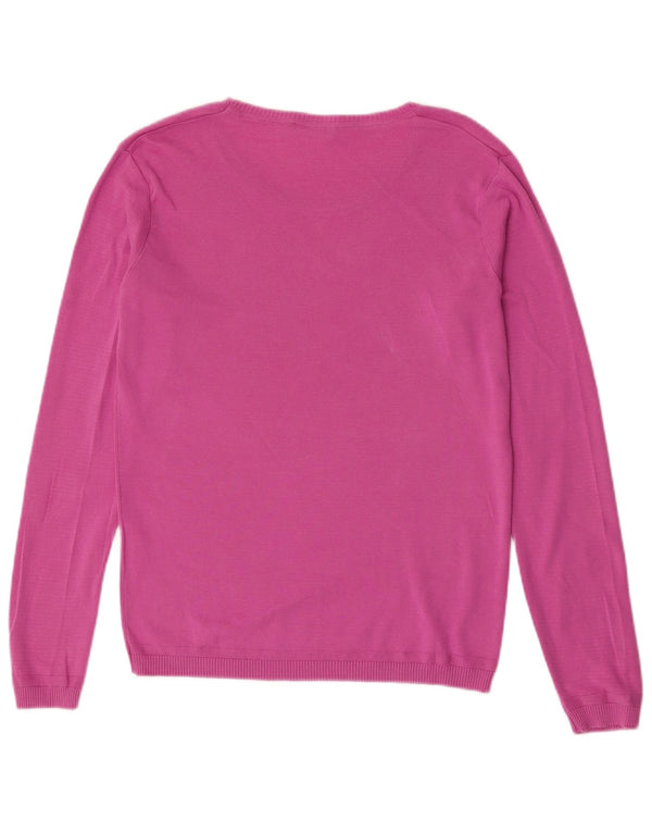 Benetton Damen-Pullover mit U-Boot-Ausschnitt, Gr. 18, XL, Rosa, Baumwolle
