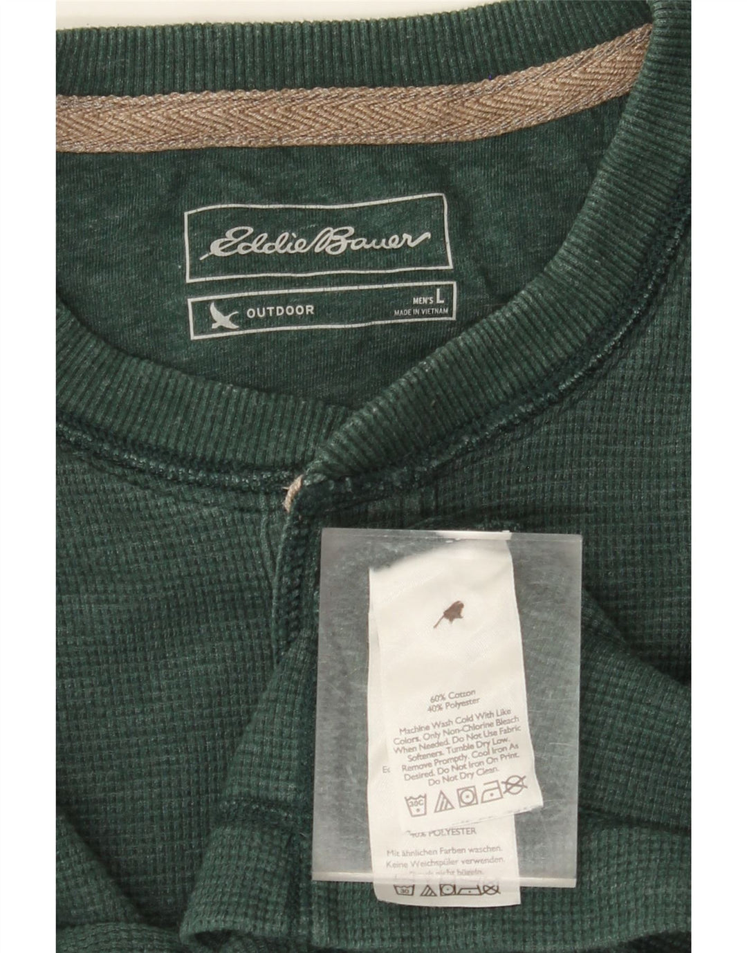 EDDIE BAUER Herren-Top, langärmelig, groß, grüne Baumwolle