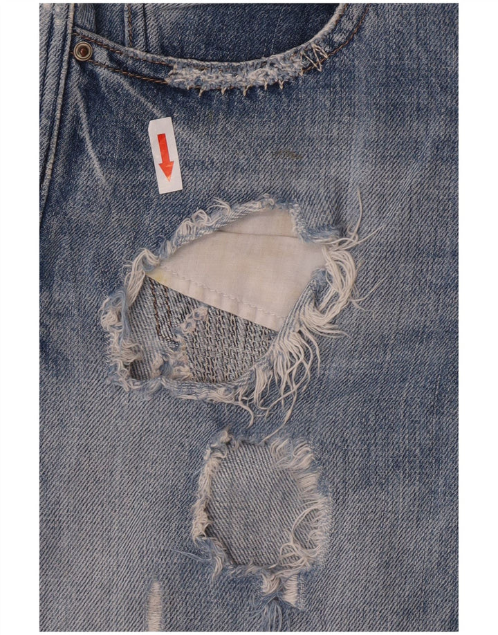 Zara Damen Distressed Denim Shorts EU 38 Small W28 Blau