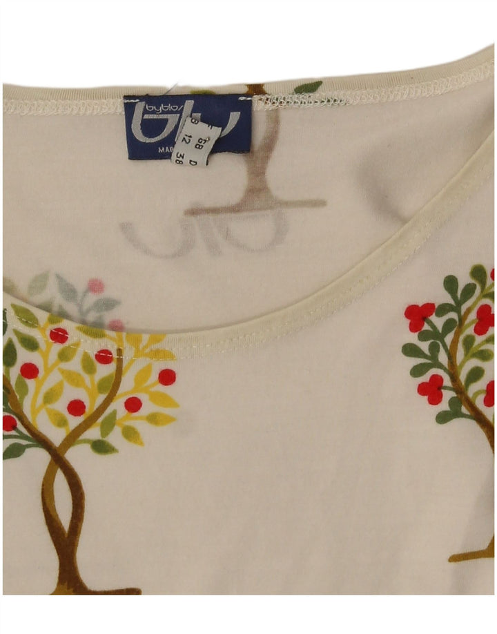 Byblos Damen Crop Graphic Vest Top UK 12 Medium White Floral