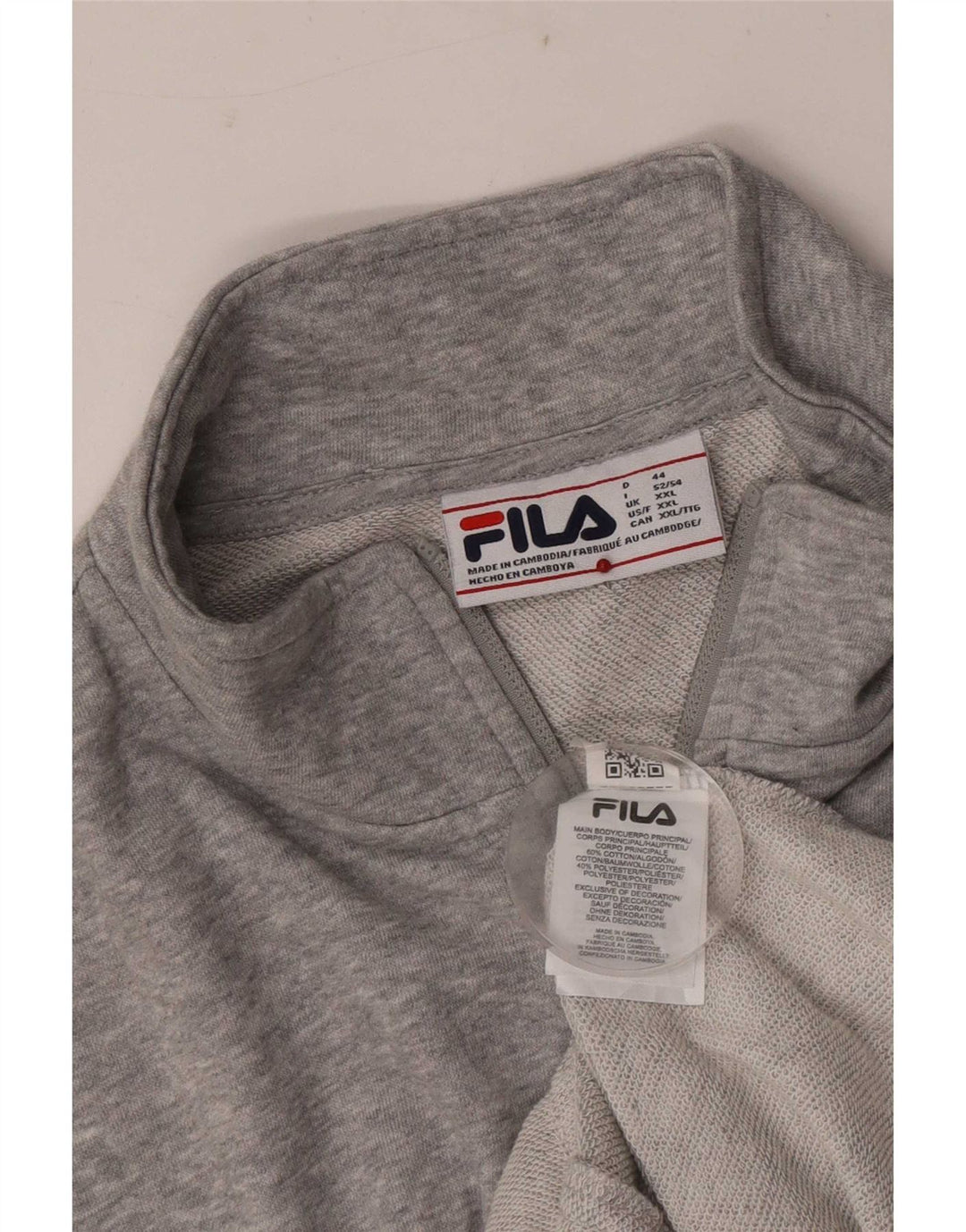 Fila Herren-Trainingsanzugoberteil, Jacke, 2XL, grau gefleckte Baumwolle