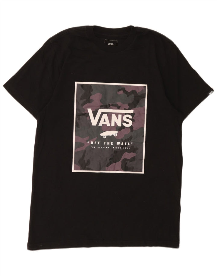 Vans Herren Custom Fit Grafik-T-Shirt-Oberteil aus mittelschwarzer Baumwolle