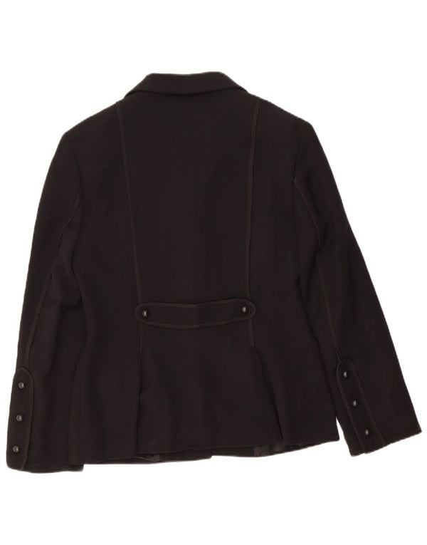 PAOLA ANTONINI Damen 3-Knopf-Blazerjacke UK 16 Große schwarze Wolle