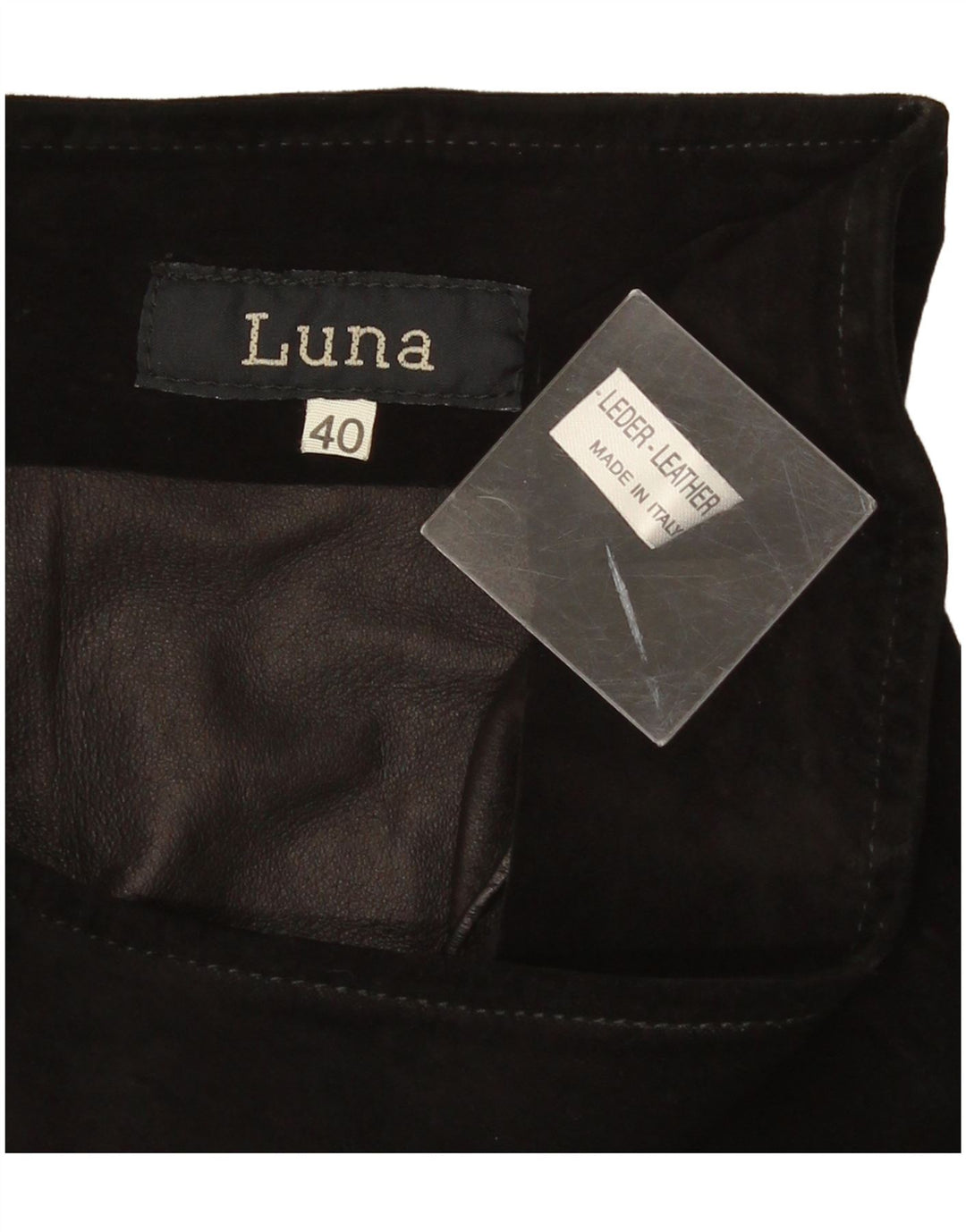 Luna Damen Wildleder-Wickelrock IT 40 Small W26 Schwarzes Leder