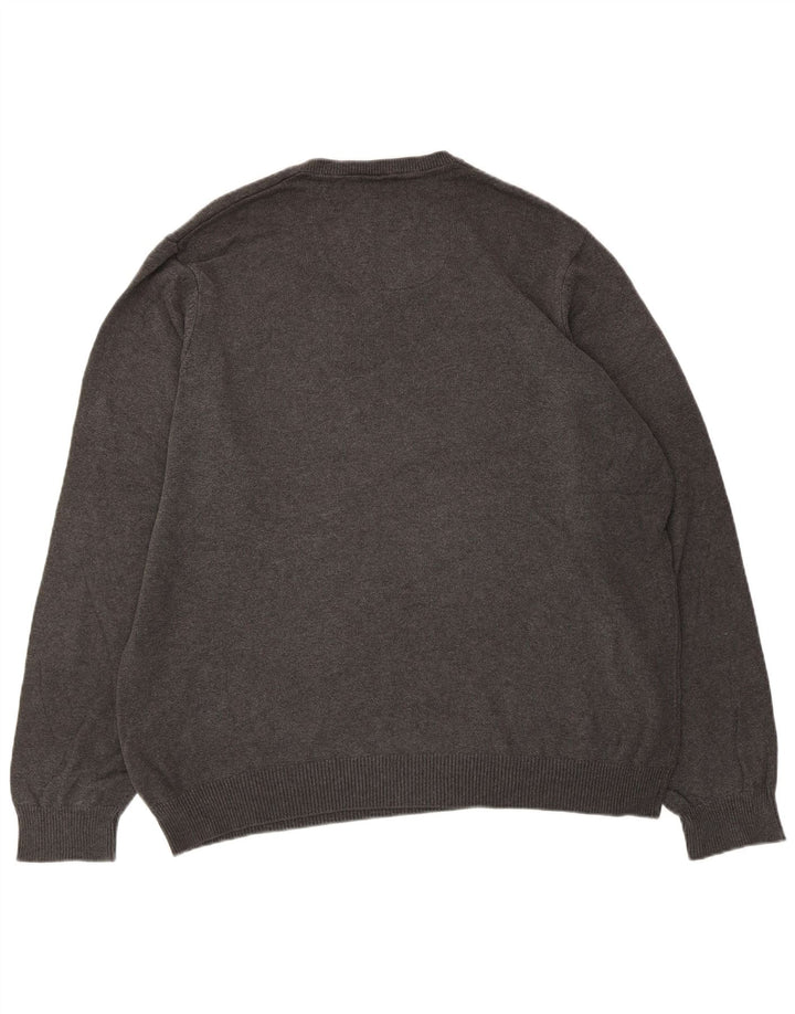 Marks & Spencer Herren-Pullover mit V-Ausschnitt, XL, graue Baumwolle