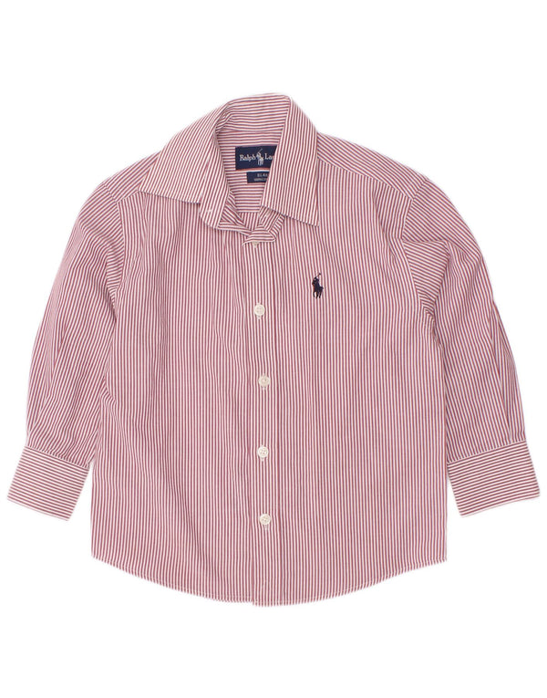 Ralph Lauren Jungen Blake Relaxed Fit Hemd, 3–4 Jahre, rote Nadelstreifen-Baumwolle