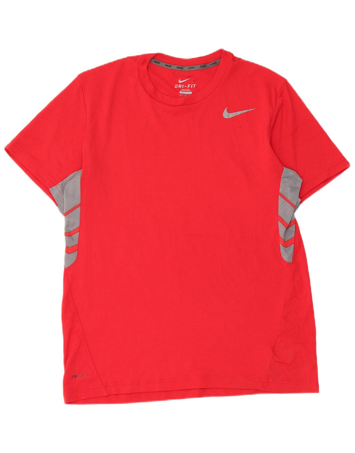 Nike Herren Dri Fit T-Shirt-Oberteil, großes rotes Farbblock-Polyester