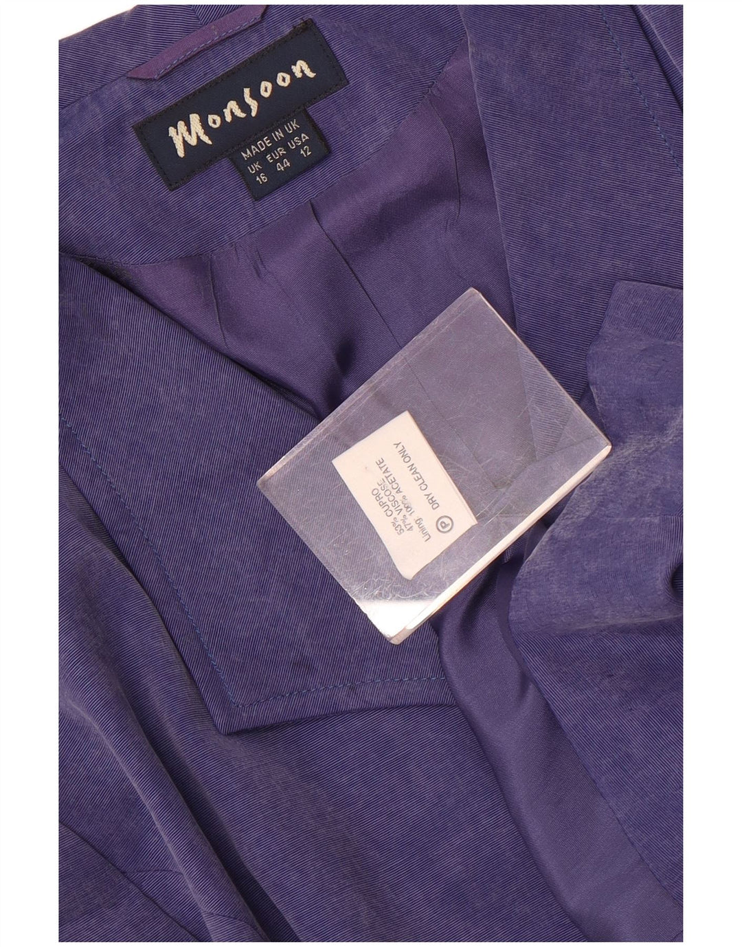 Monsoon Damen-Blazer mit 5 Knöpfen, UK 16, Größe L, Lila, Cupro