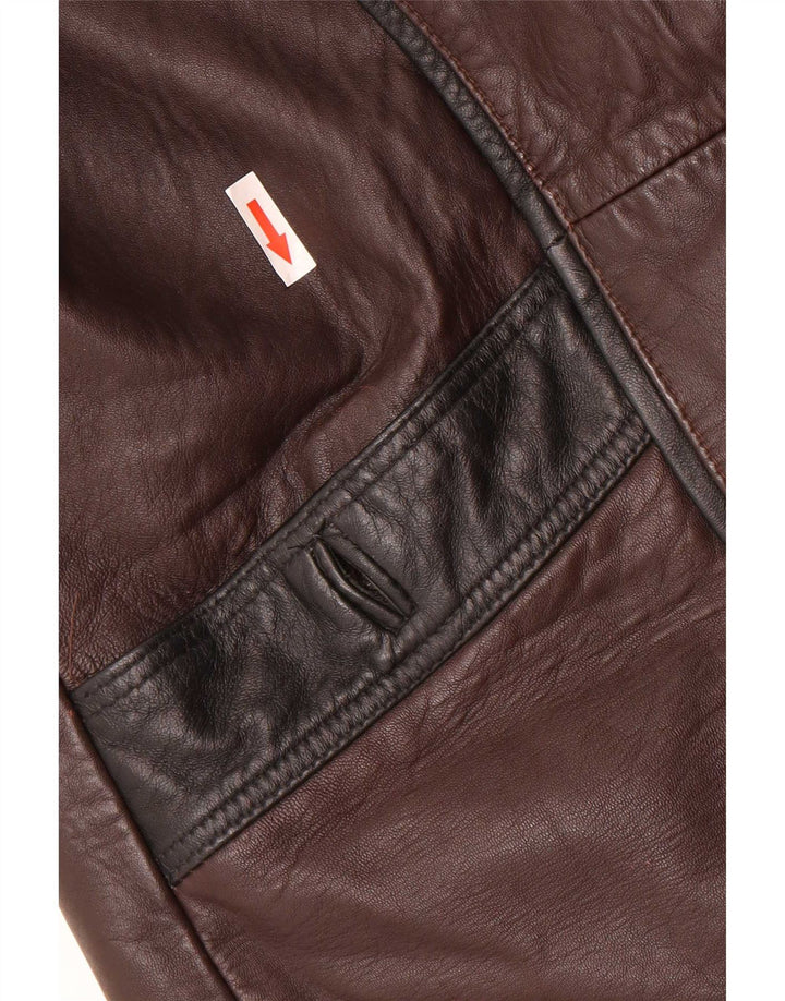 Sardar Damen Übergroßer Ledermantel UK 16 Large Braun