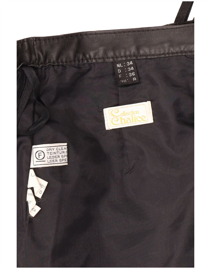 CHALICE Damen-Lederrock mit hoher Taille, UK 8, Größe S, W24, schwarzes Leder