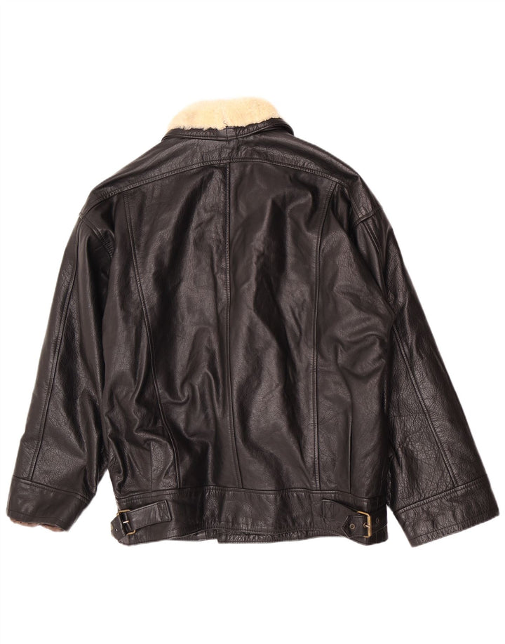Vintage Herren Lederjacke IT 50 Medium Black Colourblock