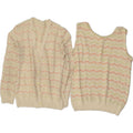 VINTAGE Womens 2 Piece Set UK 16 Large Beige Striped | Vintage Vintage | Thrift | Second-Hand Vintage | Used Clothing | Messina Hembry 