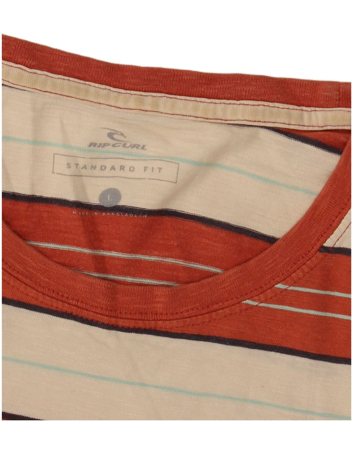Rip Curl Herren-T-Shirt mit Standard-Passform, groß, orange gestreift