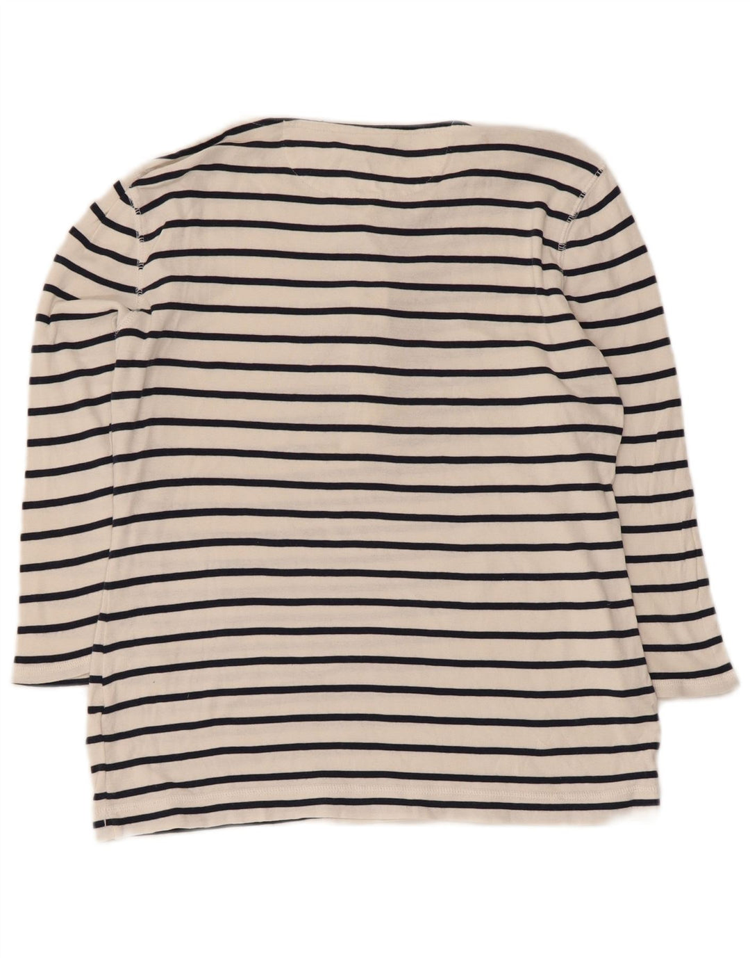 Ralph Lauren Damen-Top, 3/4-Ärmel, UK-Größe 12, mittelweiß, gestreift, Baumwolle