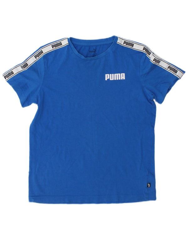 Puma Grafik-T-Shirt für Jungen, 13–14 Jahre, blaue Farbblock-Baumwolle