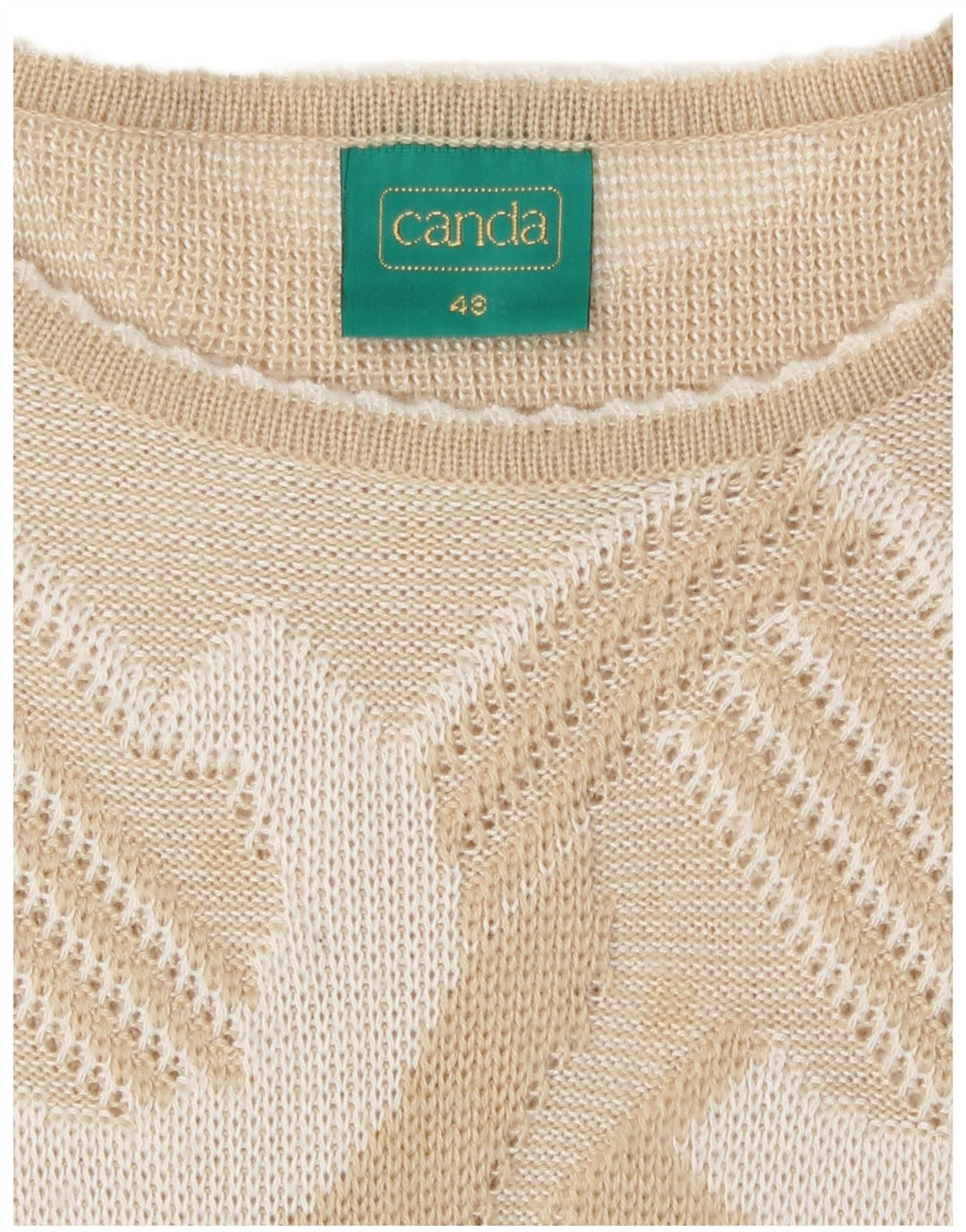 Canda Damen-Pullover mit U-Boot-Ausschnitt, Größe 48, XL, beige, geometrisches Acryl