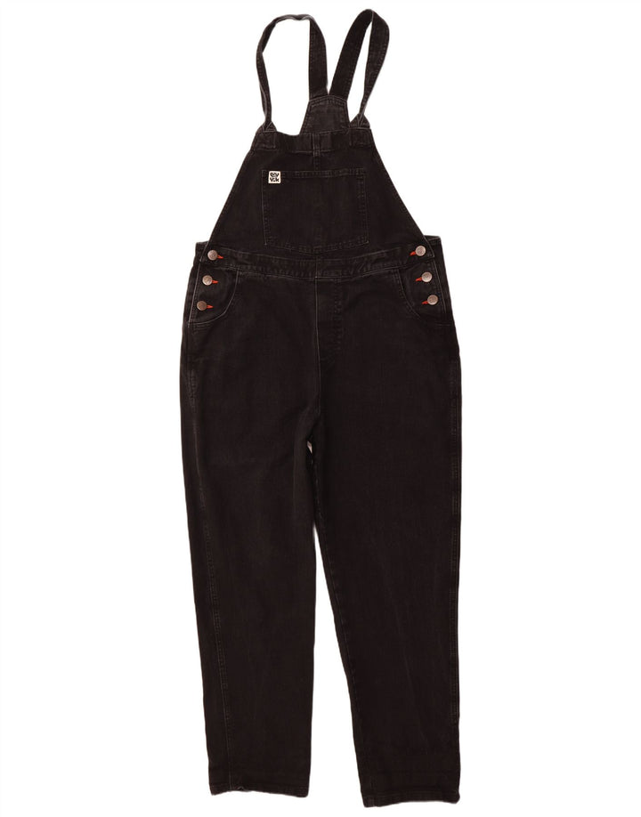 LUCY & YAK Damen Latzhose Jeans UK 14 Large W38 L28 Schwarze Baumwolle