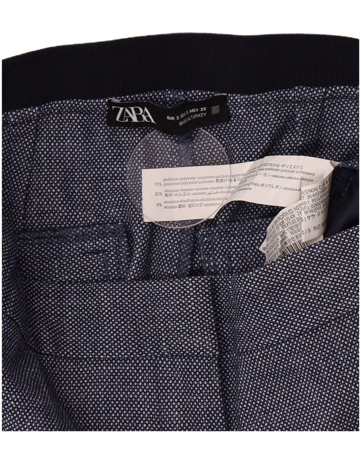 Slim-Anzughose für Damen von Zara, Größe S, W26, L27, Marineblau, geometrisches Polyester