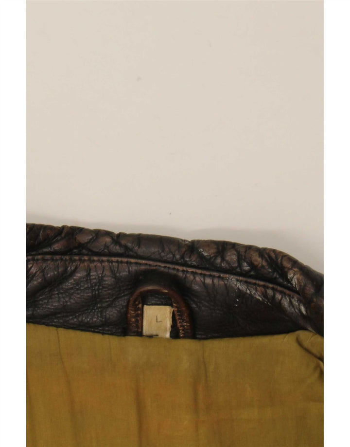 American Basics Herren-Leder-Bikerjacke, Größe 40, Braun