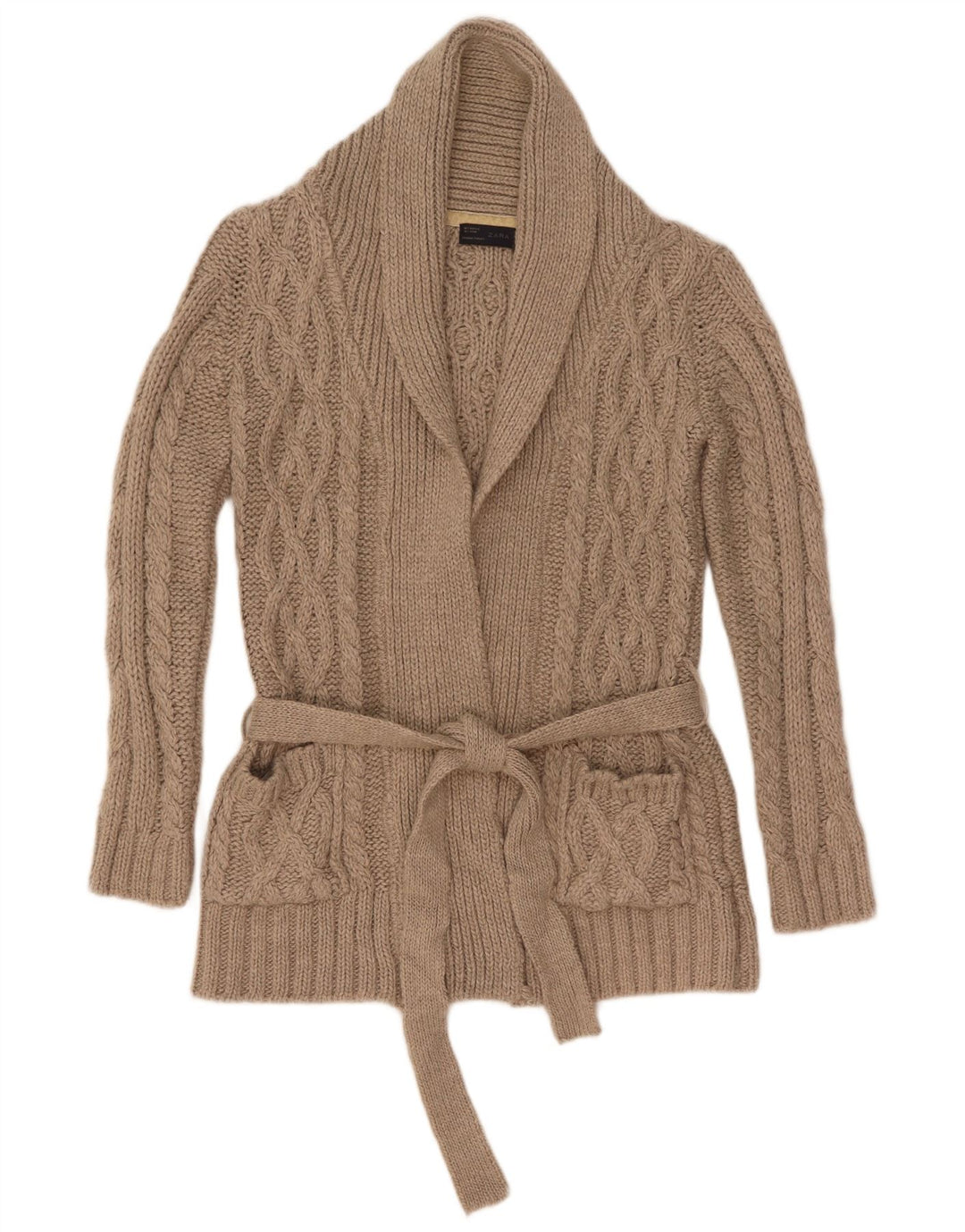 Zara Damen-Cardigan-Pullover UK 10 Small Graues Acryl