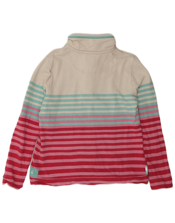 Joules Damen-Sweatshirt mit Knopfkragen, Gr. 14, Größe L, rosa, gestreift, Baumwolle