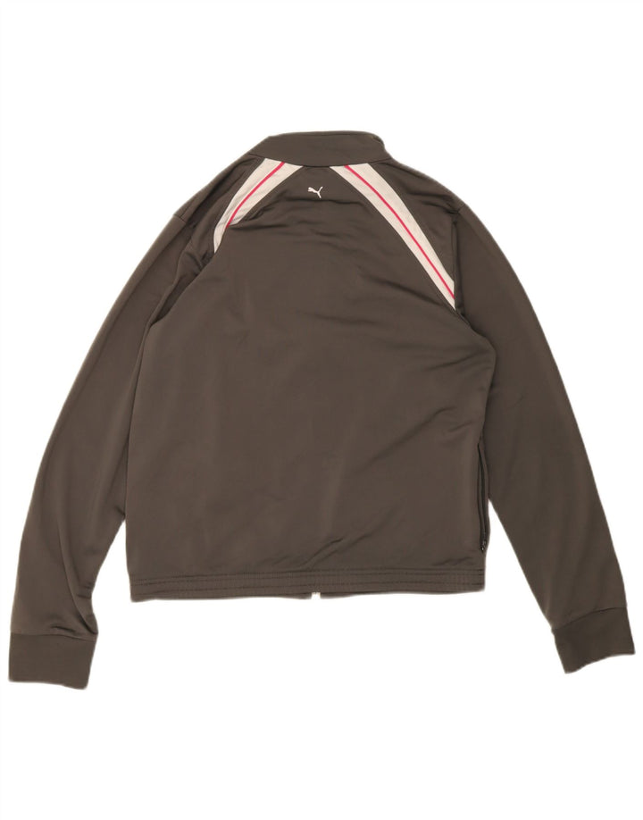 Puma Damen-Trainingsanzug-Top-Jacke, UK 14, großes graues Colourblock-Polyester