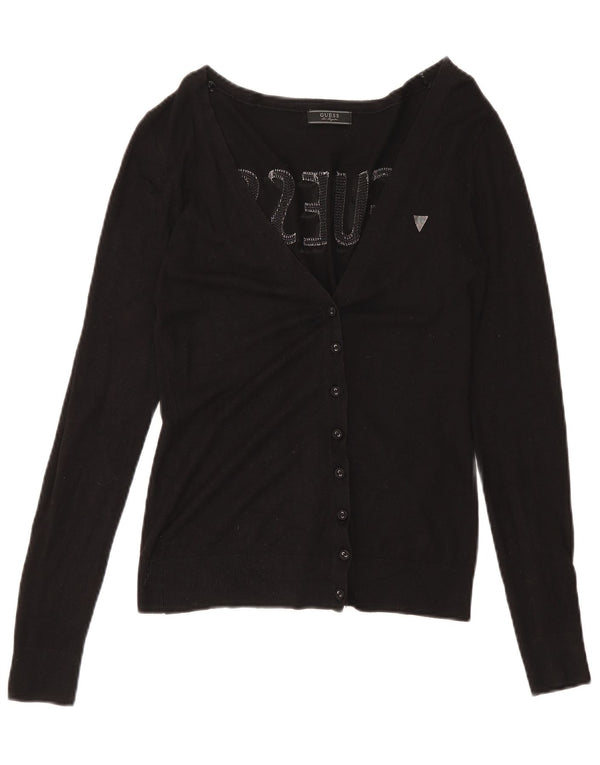 Guess Damen-Cardigan mit Grafik, Gr. 8, Schwarz, Viskose