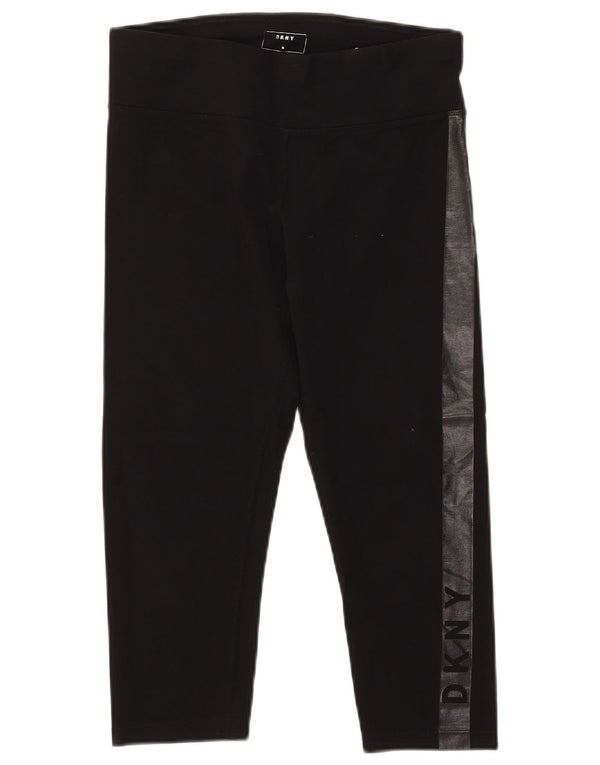 Dkny Womens Graphic Capri Leggings UK 12 Mittelschwarze Colourblock-Baumwolle