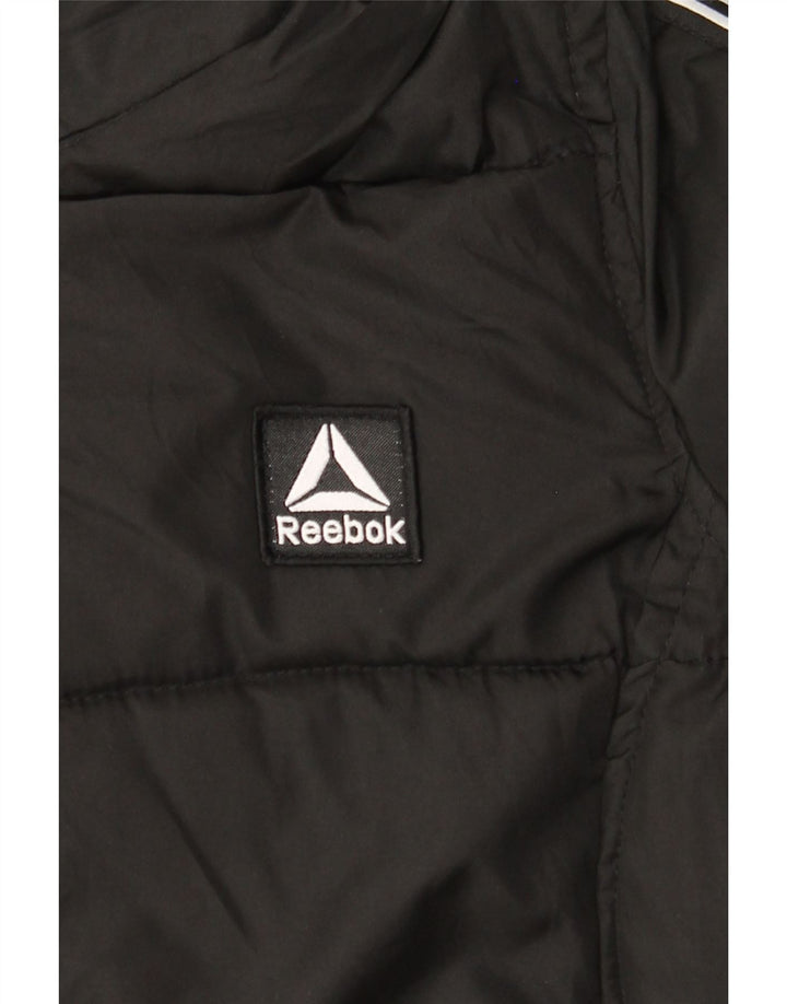 Reebok Damen Graphic Hooded Wattierte Jacke UK 10 Small Schwarz