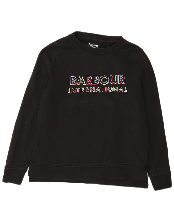Barbour Damen Grafik-Sweatshirt-Pullover UK 12 Mittelschwarze Baumwolle