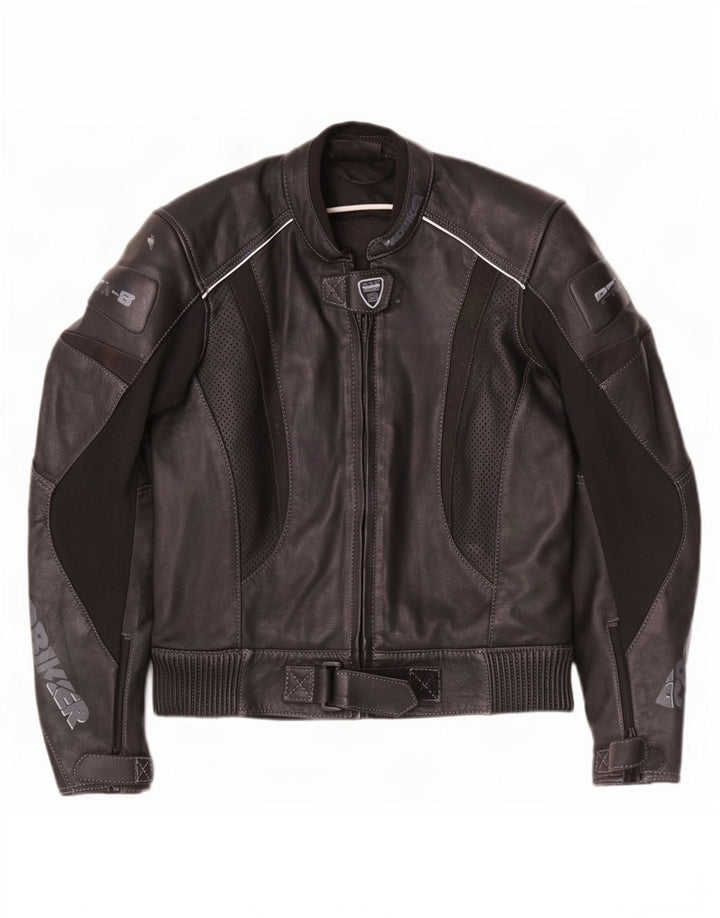 Probiker Womens Graphic Leder Racer Jacke UK 14 Large Schwarz