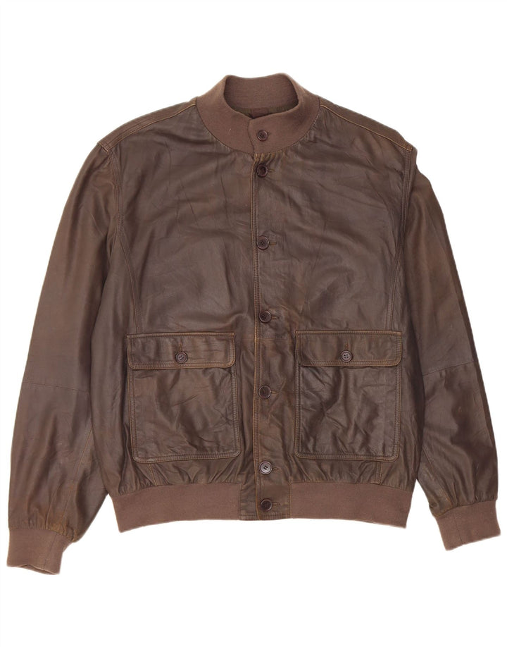 Gimo's Herren Bomber-Lederjacke UK 38 Mittelbraunes Leder