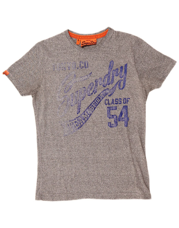 Superdry Herren-T-Shirt mit Vintage-Grafik, groß, grau gefleckte Baumwolle